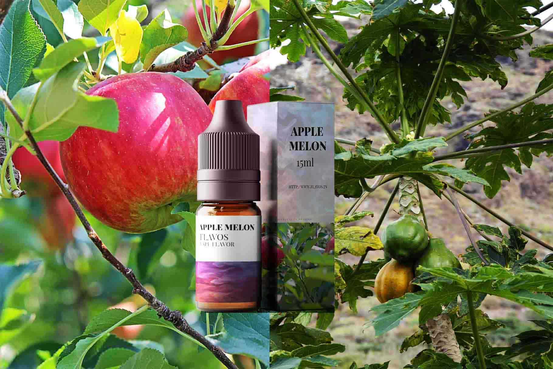 Apple Melon flavored e-liquid bottle with vibrant fruit-inspired packaging highlighting sweet apple and melon flavor notes.