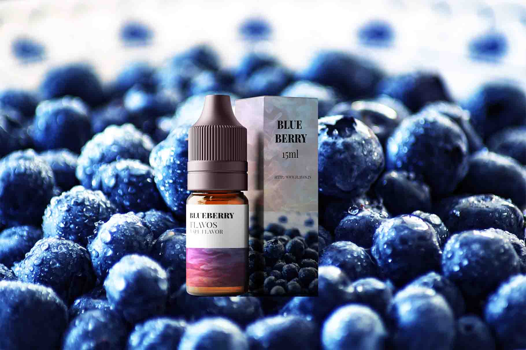Blueberry flavor e-liquid e-juice bottle with fruity berry-inspired packaging for vaping products.