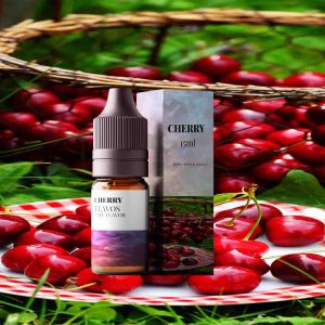Cherry flavored e-liquid bottle with rich fruity cherry vape juice