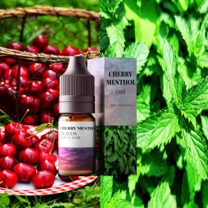 Cherry Menthol flavored e-liquid bottle with refreshing icy cherry vape juice blend