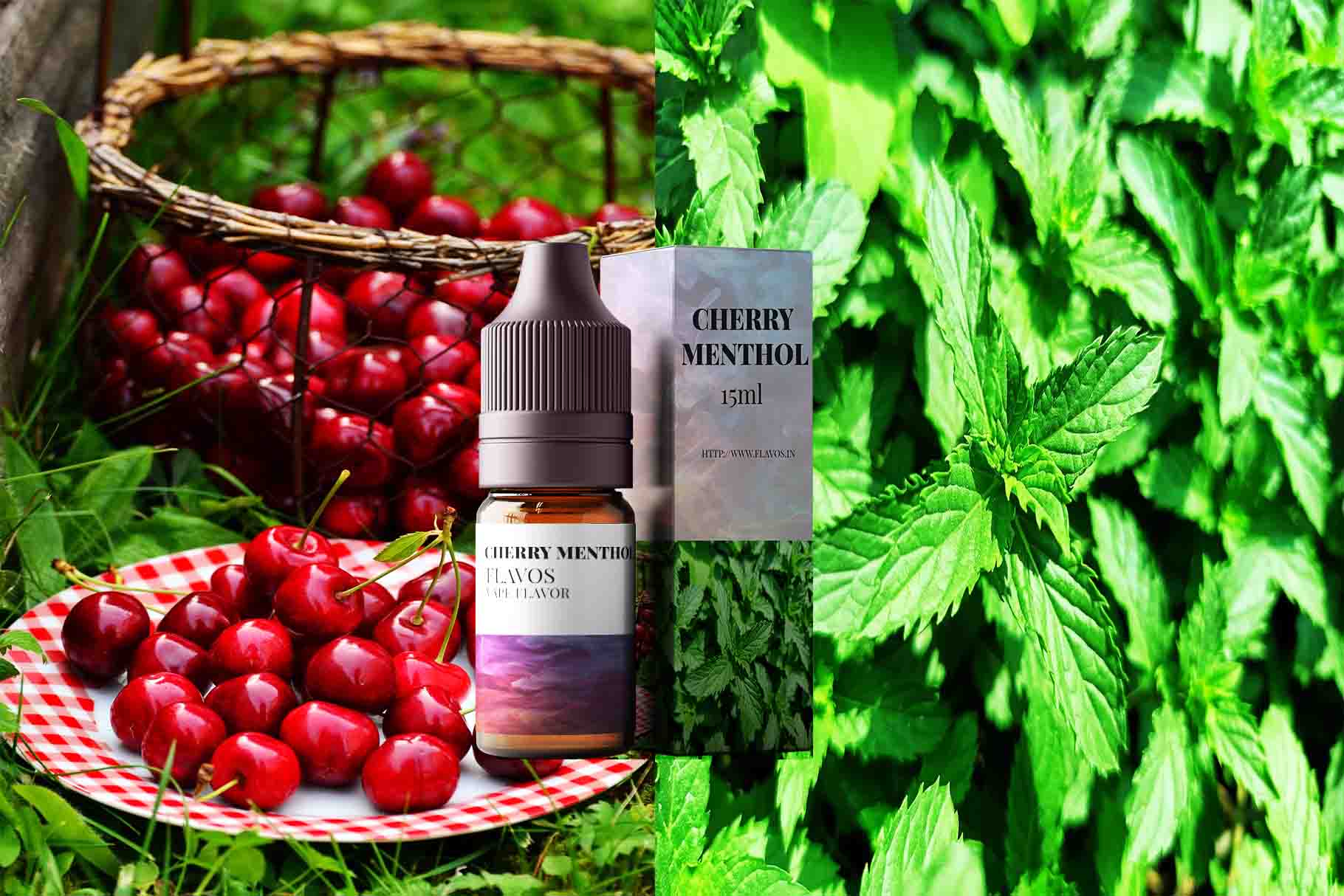 Cherry Menthol flavored e-liquid bottle with refreshing icy cherry vape juice blend