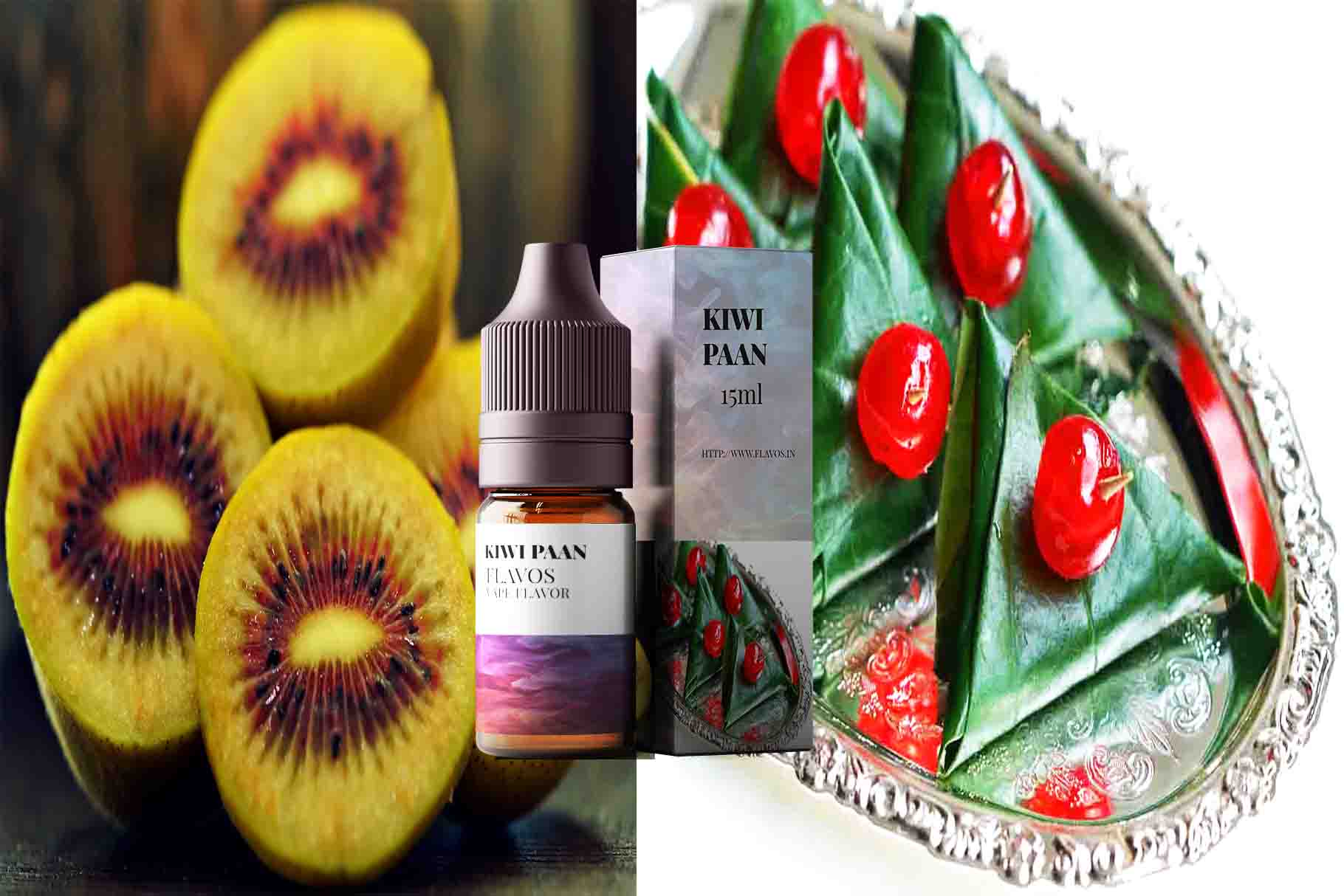 Kiwi Paan flavor eLiquid bottle with tropical kiwi and traditional paan-inspired vape flavor.