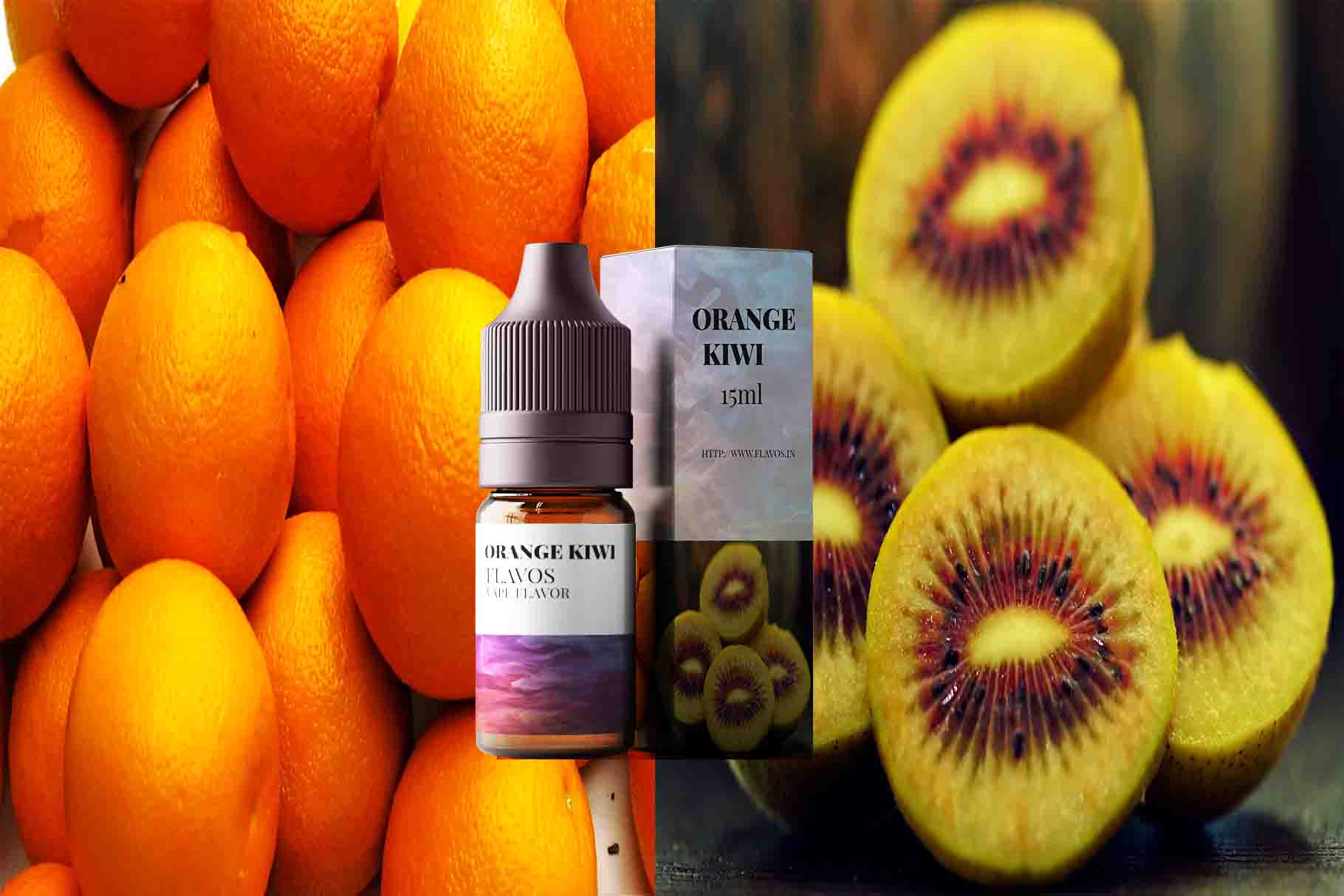 Orange Kiwi flavor eLiquid bottle with citrusy orange and tangy kiwi vape flavor.