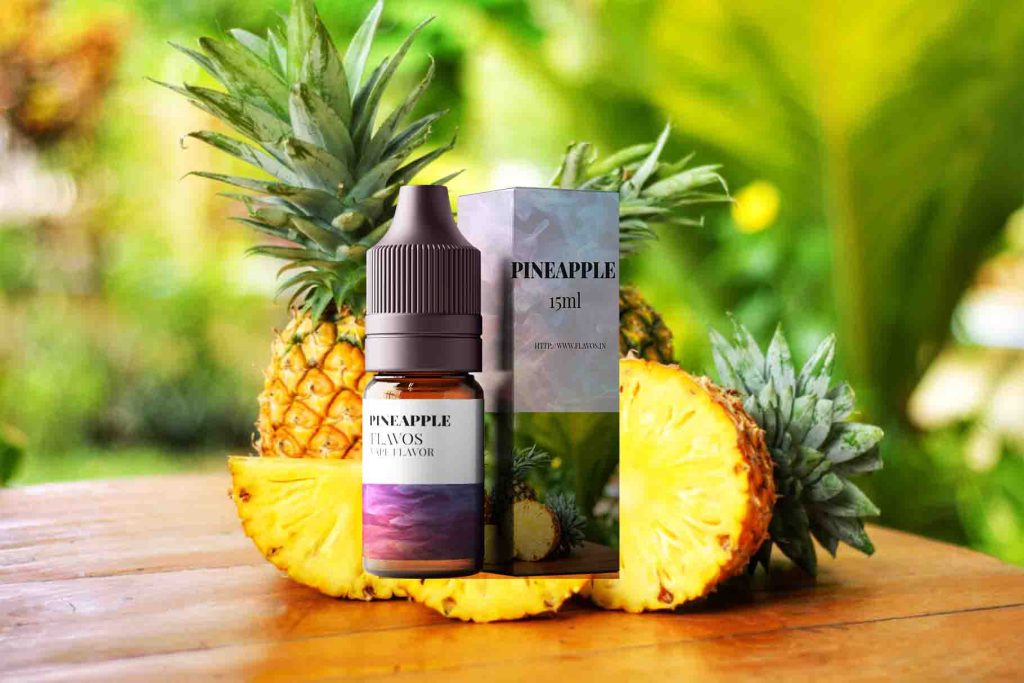 Pineapple flavored e liquid vape juice bottle by Flavos.in with tropical fruity flavour for smooth vaping